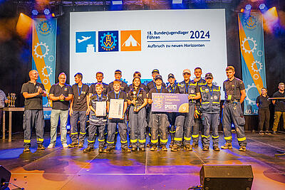 Das Wettkampfteam aus Hessen, Viernheim / Lampertheim, holt einen hervorragenden 7. Platz beim Bundeswettkampf. (Quelle: THW / Leon Karl)